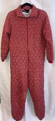 Vintage Red Floral Quilted Pajama Jumpsuit One Piece Wiman USA - Image 1 of 4