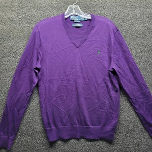 Polo Ralph Lauren Men's Sz S Merino Wool Sweater Purple V-Neck Pullover (HOLE) - Picture 1 of 8