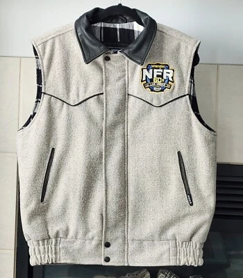 Wrangler Wool, Cotton & Leather Vest, 2018 NFR Las Vegas PRCA Gray Vest, Size S — 第 1/4 张图片