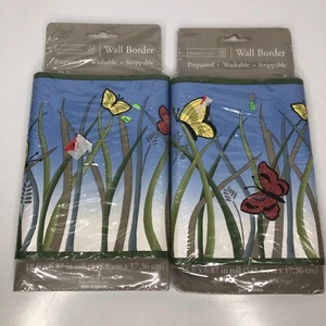 Home Trends Butterfly Spring Pattern Wall Border 18ftx6.87”- 2 Pack - Picture 1 of 6