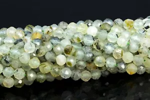 Perline sfuse rotonde sfaccettate AA grado prehnite verde chiaro originale 4-5 mm - Foto 1 di 4