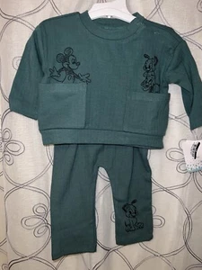 Disney Baby Boys Mickey & Friend 2pc Set Long Sleeve/pants Green Size 0-3 Months - Picture 1 of 7