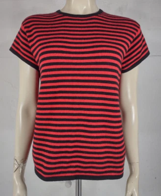 Unbranded red black 100% Cashmere short sleeve pullover sweater ladies Medium - Image 1 of 4
