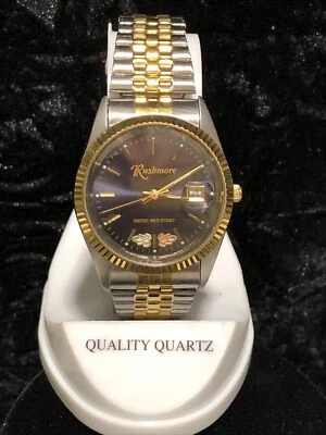 Vintage Rushmore Black Faced Black Hills Gold Day/Date Men's Japan Movt Watch - Image 1 of 4