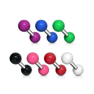 Tragus Knorpel Barbell Mit Massiv Farbig UV Kugeln Chirurgenstahl - Bild 1 von 8