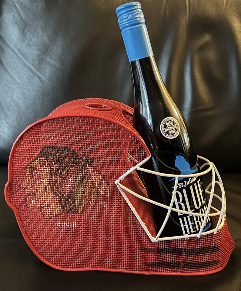 CHICAGO BLACKHAWKS metal mesh helmet wine cork cage bottle holder NHL Hockey - Image 1 of 4