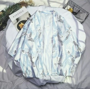 Neu Damen Chinesisch Japanisch Orientalisch Kimono-Stil weiße Kraniche Top 22 - Bild 1 von 2