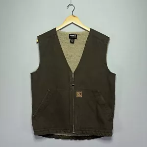 VTG Guide Series Canvas Vest - Sherpa Fleece Lined - Zip Up - Brown - Mens SMALL - Picture 1 of 7