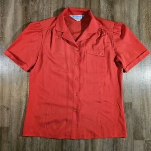 Vintage Ship N Shore 100 % Polyester rot Sommer Knopfleiste Bluse Kurzarm Gr. 10 - Bild 1 von 9