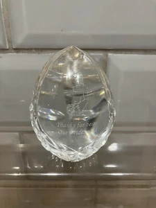 Cut Crystal Egg Shape Clear Glass Paperweight - Bridesmaid Inscription - Picture 1 of 4