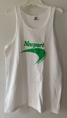Nueva camiseta sin mangas blanca vintage de los 90’s Newport con logotipo verde para hombre talla L Foto 1 de 4