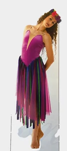 Adult Small Lyrical Dance Costume Dress with Headdress RIBBONS - Picture 1 of 2