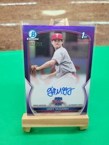 2023 Bowman Chrome CPA-GM PURPLE REFRACTOR AUTO Phillies Griff McGarry 062/250 - Picture 1 of 2