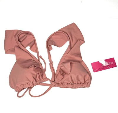 Xhilaration Women's Cute Chic Mauve Ruffle Triangle Bikini Swim Top XS (00) New! - Image 1 of 4