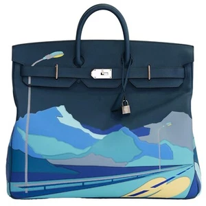Hermes Birkin 50 Limited Edition Endless Road Bleu De Prusse Palladium Hardware - Picture 1 of 24