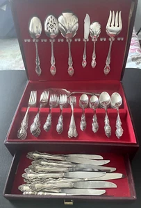 Oneida 1881 Rogers Baroque Rose Flatware COMPLETE SERVICE FOR 12 total 74 pc box - Picture 1 of 18