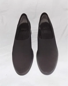 Stuart Weitzman Brown Micro Stretch Fabric Leather Trim Mid-Heel Loafers 8N - Picture 1 of 8