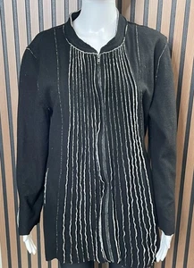 Soft Surroundings Women's XL Black Jacket Polyester Full Zip Pleated Bohemian - Picture 1 of 9