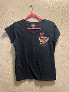 Harley Davidson Grand Turk Schwarz V-Neck T-Shirt Damen XL - Bild 1 von 11