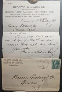 Braun Bliss Geschirr Glaswaren Werbung CC Briefpapier Omaha NE 1880  - Bild 1 von 3