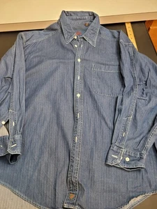 Nordstrom The Natural Style Men's XL Blue Medium Wash Denim Cotton Shirt - Picture 1 of 12