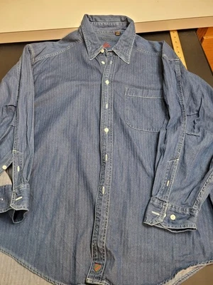 Nordstrom The Natural Style Men's XL Blue Medium Wash Denim Cotton Shirt - Image 1 of 4