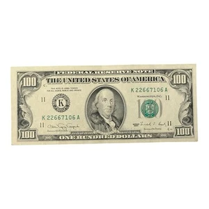 Serie 1990 100 Dollar Schein Federal Reserve Note zirkuliert - Bild 1 von 2