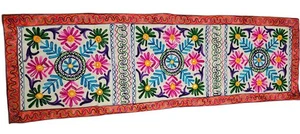 Vintage Boho Indian Embroidered Table Runner 58x18" Handmade Ethnic Décor - Picture 1 of 4