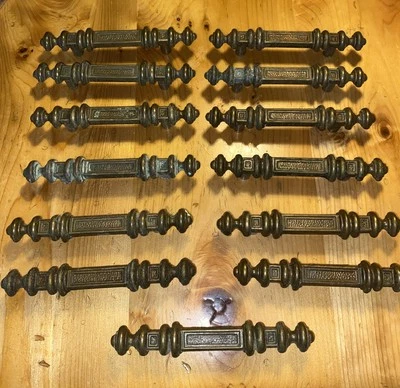 Tiradores de manijas de gabinete de latón vintage-5 1/4” National Lock 3704-001 lote de 13 Foto 1 de 4