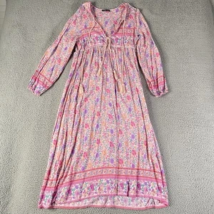 Maxi abito donna Lance Cade grande rosa floreale lungo nappa boho prateria cottage - Foto 1 di 11