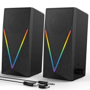 RGB-Desktop-Lautsprecher mit verbessertem Bass, Lautstärkeregler und 6 bunten Li - Bild 1 von 7