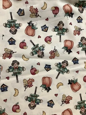 Fall Scarecrow Pumpkin Dianna Marcum Marcus Bros. Cotton Fabric 1.5 Yard X 44” - Image 1 of 4