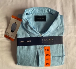 Men’s Pure Linen Shirt by Jachs New York -Long Sleeve - XXL - BLUE ~ New ! - Picture 1 of 6