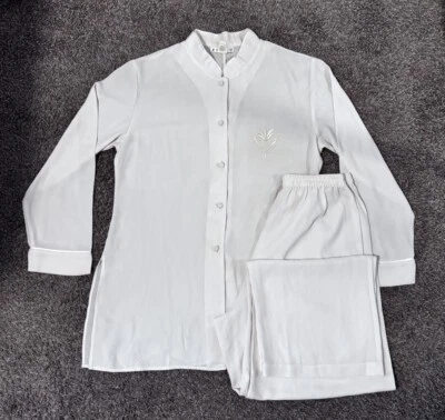 Conjunto de pijama de 2 piezas manga 3/4 blanco hueso con bordado Foto 1 de 3