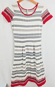 Hanna Andersson Womens Cotton Knit Fair Isle Nordic Holiday Sweater Dress Sz XS - Picture 1 of 6