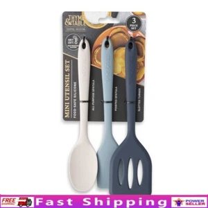 Silicone Mini Utensil Set 3 Pcs Heat Resistant Non-Stick Kitchen Tools Hand Wash - Picture 1 of 6