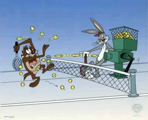 Looney Tunes-Limited Edition Sericel-Tennis Anyone?-Taz/Bugs Bunny - Picture 1 of 1