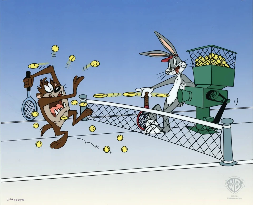 Looney Tunes-Limited Edition Sericel-Tennis Anyone?-Taz/Bugs Bunny - Image 1 of 1