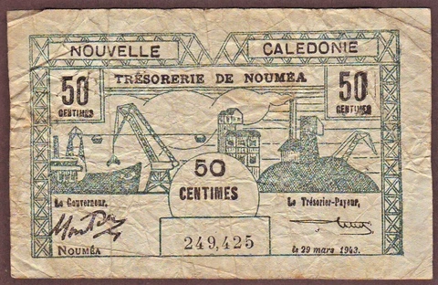 NEW CALEDONIA  50 Centimes 1943 Cover