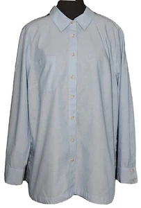 Talbots - 100% Baumwolle blau Langarm Bluse Top mit seitlichem Knopf Akzent Größe XL - Bild 1 von 3