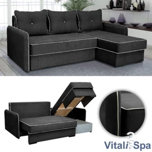 Ecksofa Schlaffunktion Couch Schlafsofa Eckcouch Kansas Dunkelgraur VitaliSpa - Bild 1 von 7