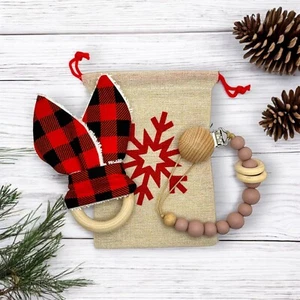 First Christmas Personalized Baby Gift Bundle/Christmas Themed Baby Wooden Toy - Picture 1 of 4