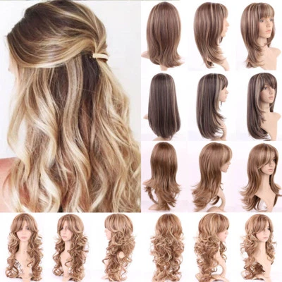 Hot Women Long Hair Full Wig Natural Curly Wavy Straight Ombre Synthetic Wigs Md - Image 1 of 4