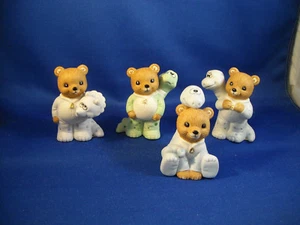 SET [4] HOMCO BEARS WITH DINASOURS  2 1/2 " TALL - Picture 1 of 4
