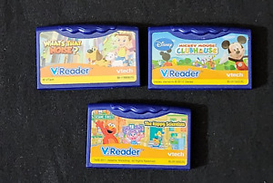 3 VTech V Reader Learning System Video Game Cartridges Elmo Mickey What Noise