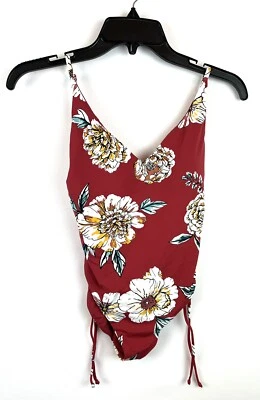 Traje de baño para mujer Roxy rojo oscuro floral de una pieza con corbata lateral talla XS Foto 1 de 3