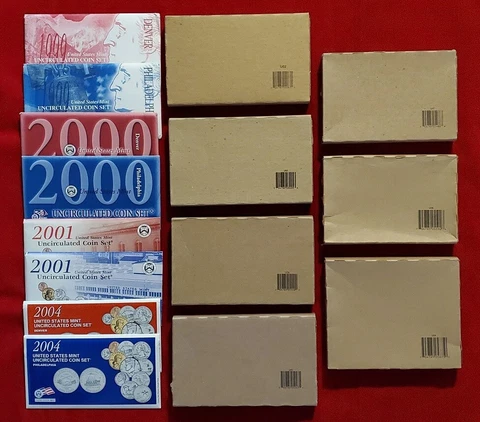 1999-2009 U.S. Mint Uncirculated Sets - Lot of 11 Envelopes/Coins/COAs Cover