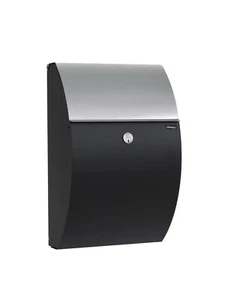 Allux 7000 Briefkasten,Postkastenschwarz  galvanisierte Klappe 2 Fächer - Bild 1 von 5