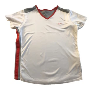 Nike Shirt Boys Medium 8-10 Dri Fit White V Neck Sports Athletic Athleisure - Picture 1 of 7