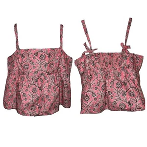 J Crew Women’s NEW Coral Vines Floral Tie Shoulder Smocked Tank Top-Size 18 - Picture 1 of 9